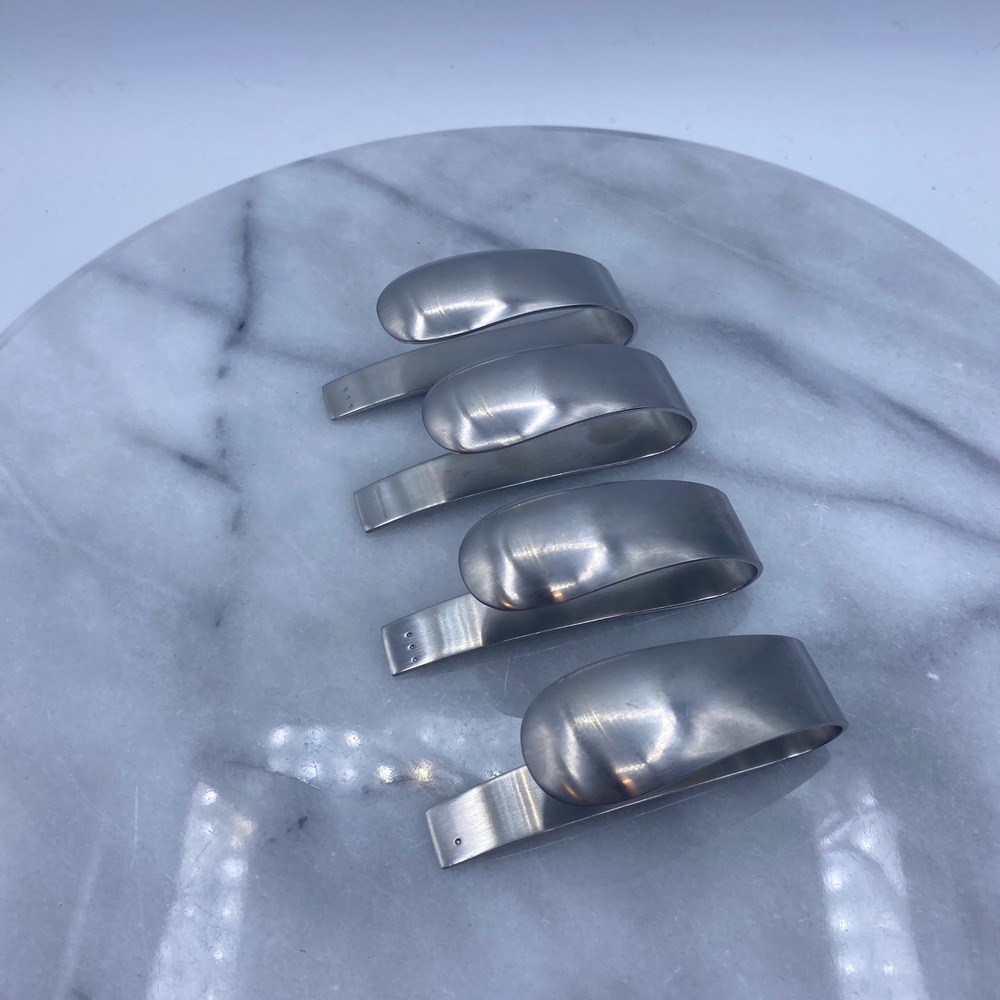 Mono Filio Napkin Rings Clips Silver 18/8 Stainless Steel Germany Set of 4 MCM - Picture 4 of 12